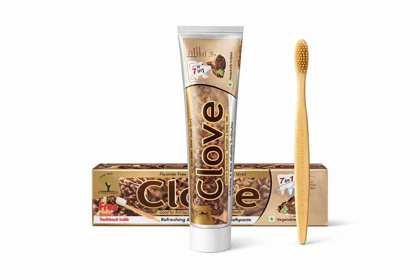7-in-1 Herbal Toothpaste Collection w Bamboo Toothbrush